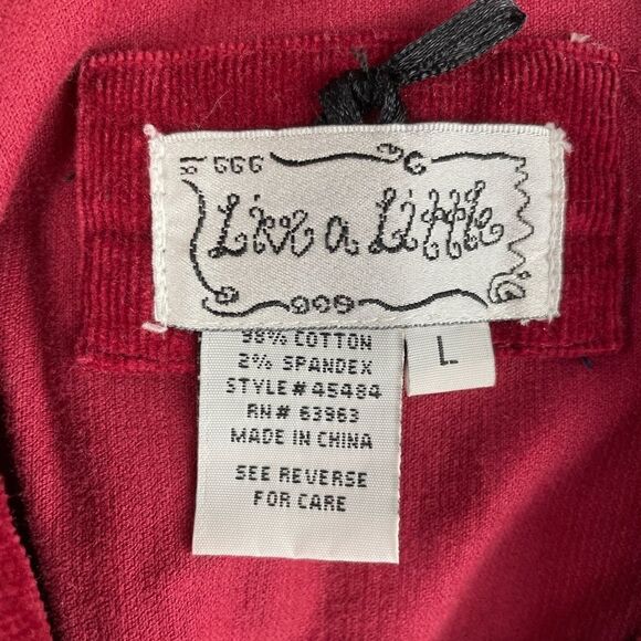 Love a Little Red Corduroy Button Down Snaps Jacket Size L EUC - Picture 7 of 7